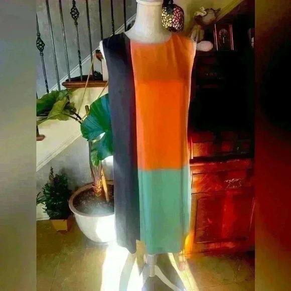 Nine West colorblock dress size 10 sleeveless exc condition pullover zip back - Picture 13 of 16